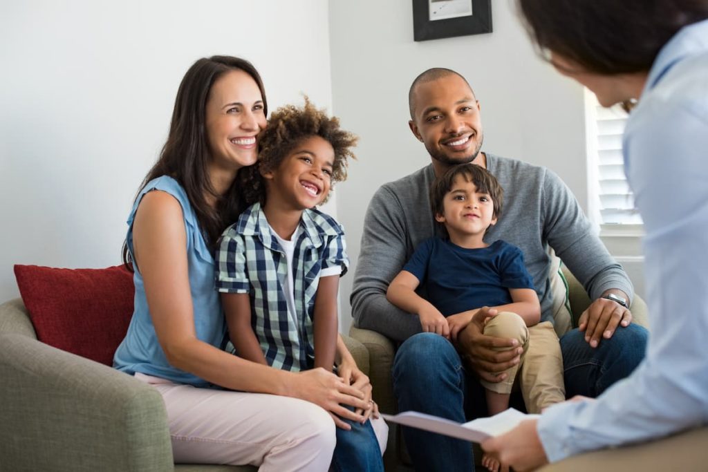 Family speaking with an adoption counselor to see if step-dad can adopt the child