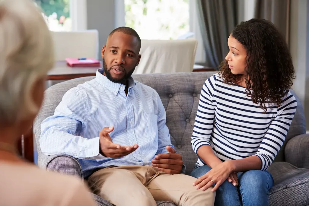 Couple at appointment realizing it is too late for marriage counseling