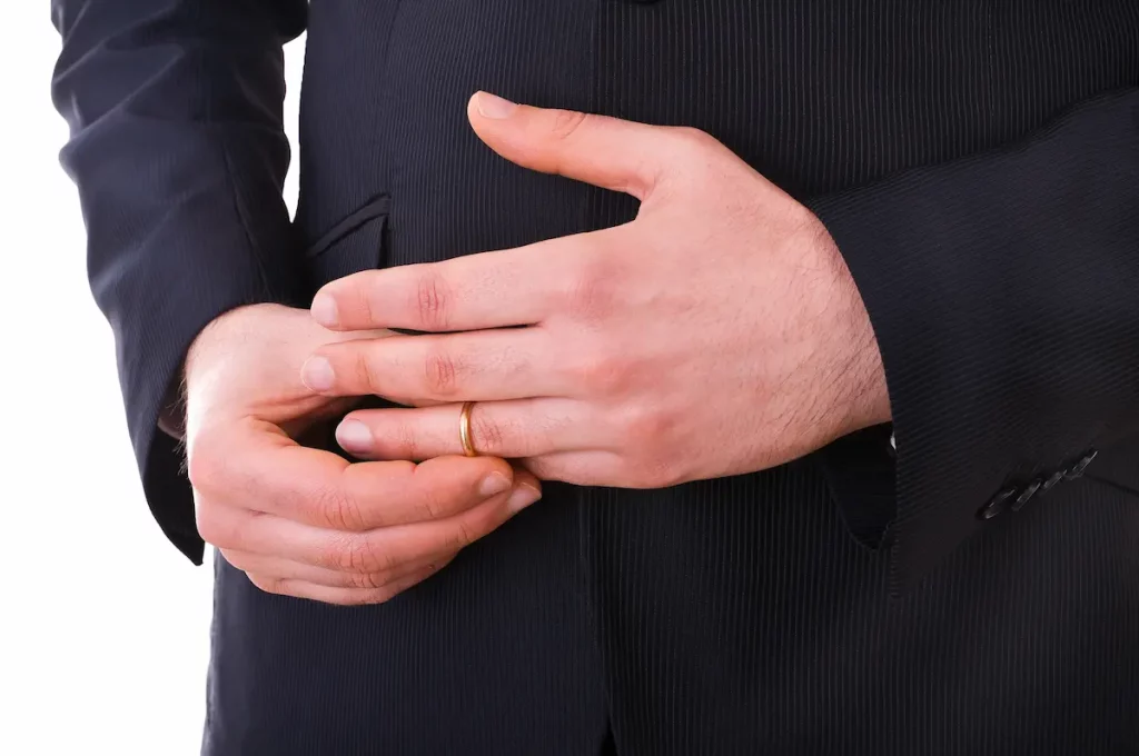 Man wearing engagement ring