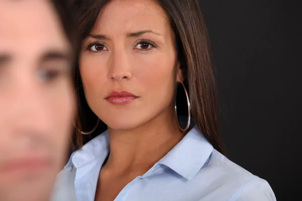 Wife looking upset as husband walks away and never wants to do anything with her anymore