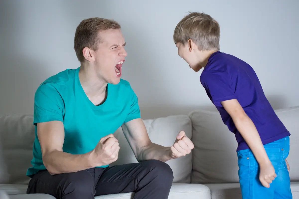 Toxic father yelling at his son