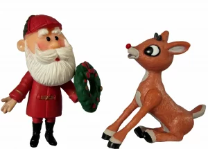 santa and rudolph figurines