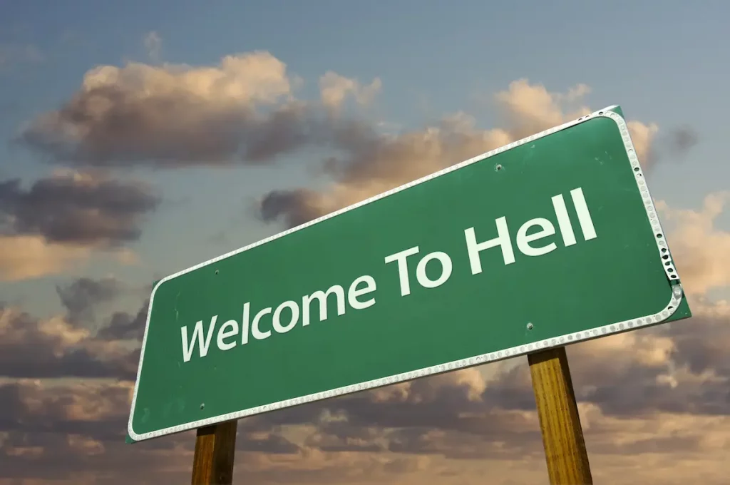 road sign for "welcome to hell"