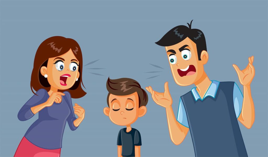 Cartoon Illustration of an Angry Father Screaming at his Daughter