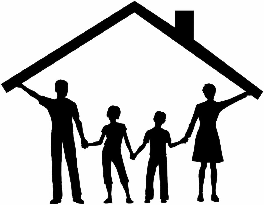 silhouette of family being foundation for house