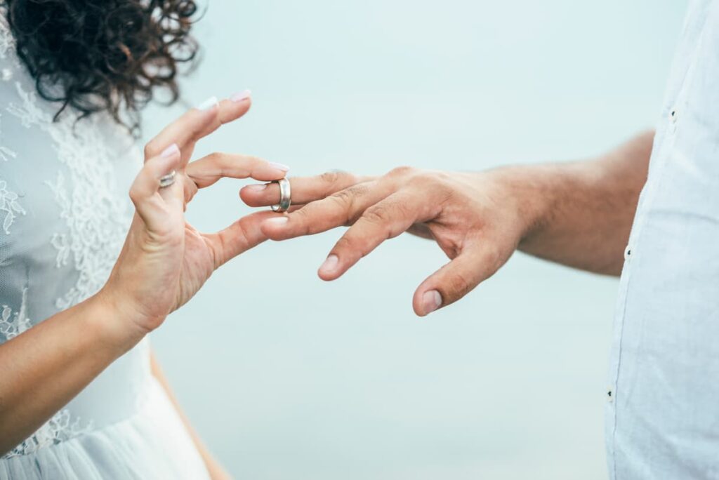 men wearing engagement ring from fiance